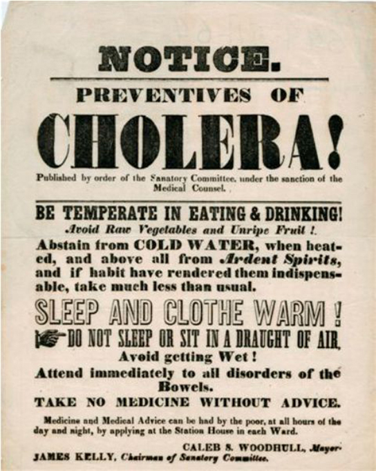 A old notice poster about how to prevent cholera.